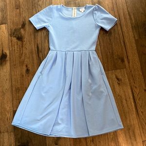 Lularoe light blue, Amelia dress. Never worn. Smoke and pet free home.